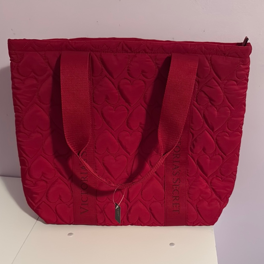 Victoria's Secret Red Quilted Tote Bag